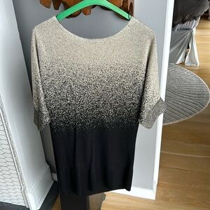 Metallic Ombre Short-Sleeve Women's Top - Black and Silver
